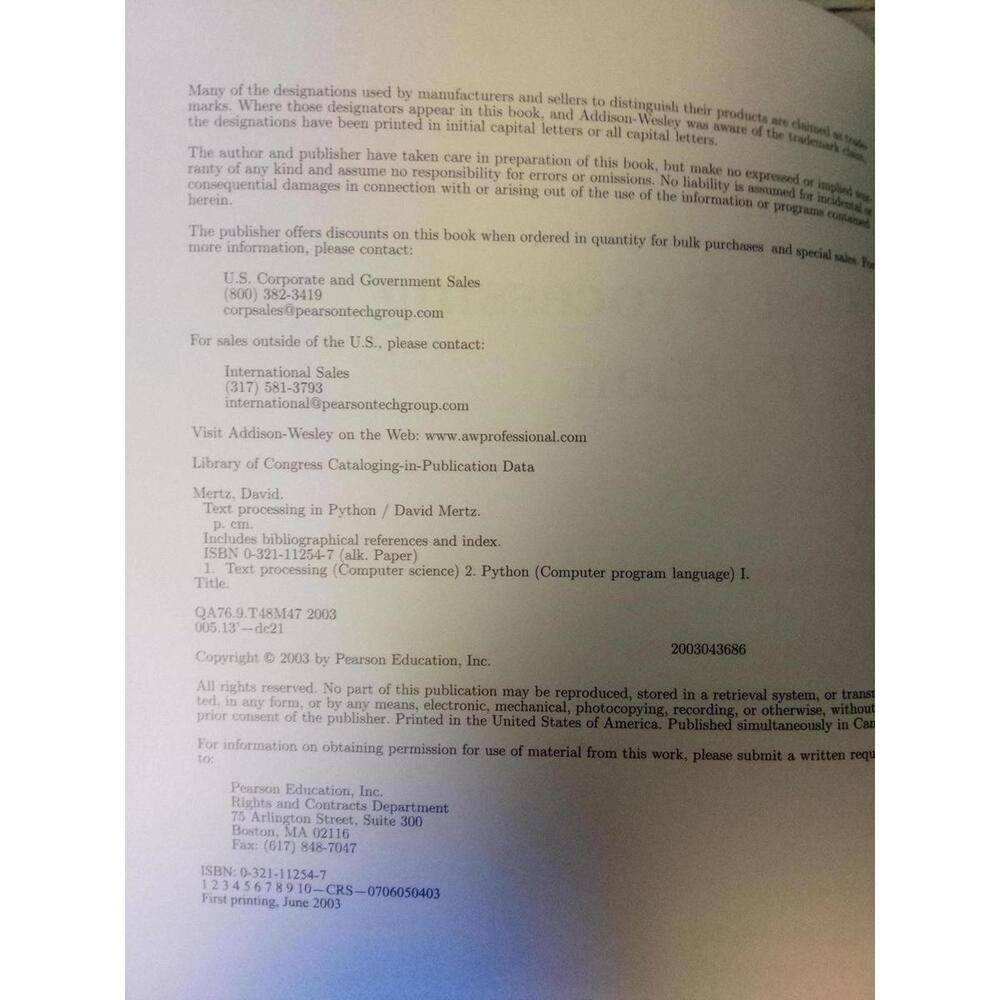 Text Processing In Python ~ David Mertz 2003 - Picture 4 of 4